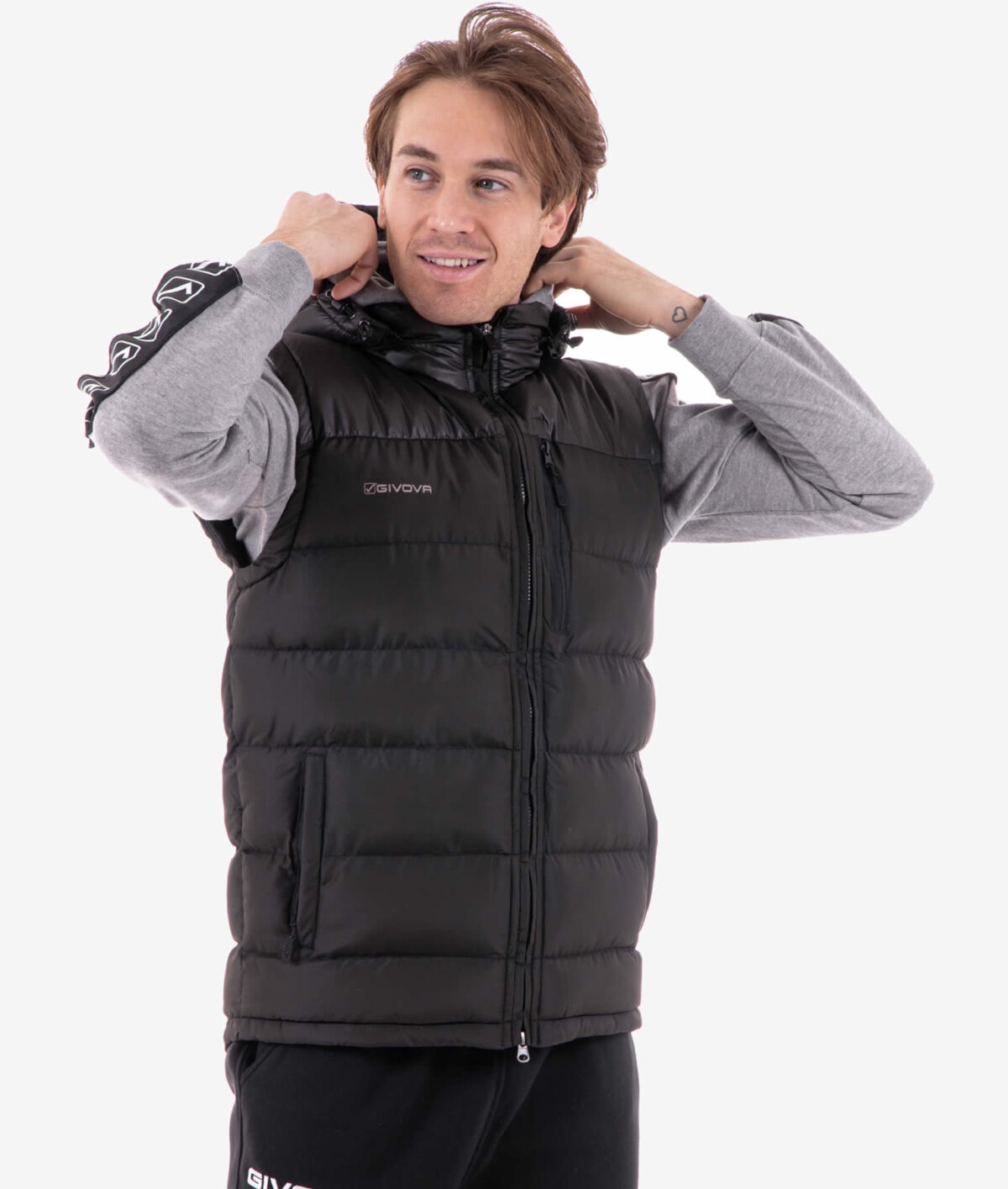 Giubbotto Corto Trussardi Trapuntato Con Zip Grigio 52S00754 - Foto 4