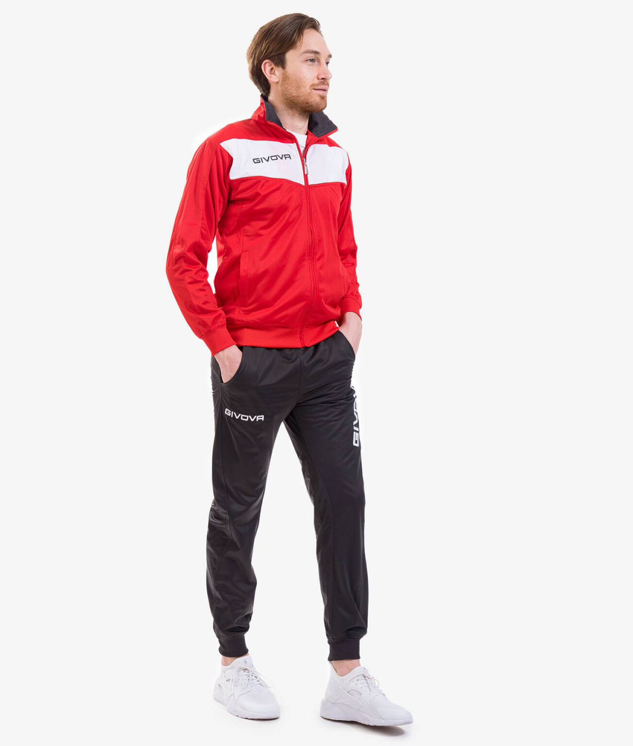 Tuta Givova Visa Melange Con Cappuccio In Polar Fleece - Bianco/Nero - Foto 4